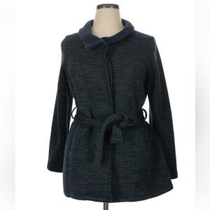 NWT Market & Spruce Charcoal Belted Trench Car Coat SZ 3X Felt Lined Grey